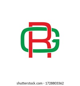 letter gr simple geometric linked overlapping design symbol logo vector
