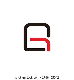 letter gr simple square geometric line logo vector