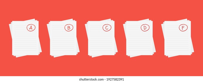 Letter grade vector set for exam result, feedback and evaluation