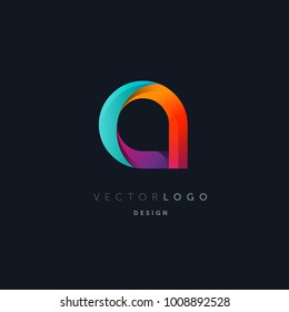 Letter A gradient 3d logo vector, multi colour letter icon template.