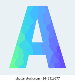 Letter A with gradient texture from green to violet