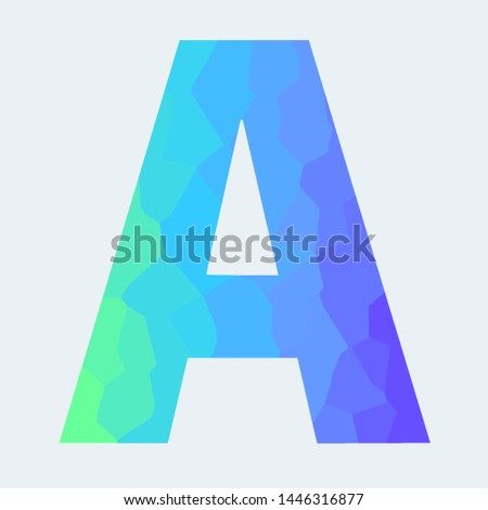 Letter A with gradient texture from green to violet