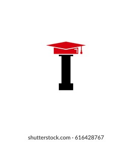 letter I with graduation cap logo