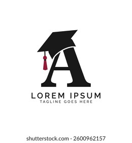 Letter A with Graduation Cap Logo. Alphabet A Education Hat icon