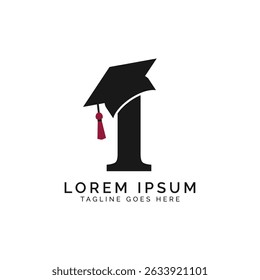 Letter I with Graduation Cap Logo. Alphabet I Education Hat icon
