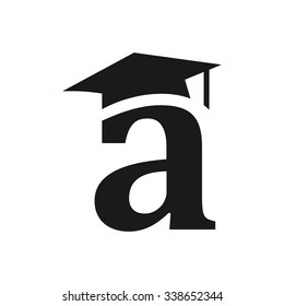 letter a with graduation cap logo vector.