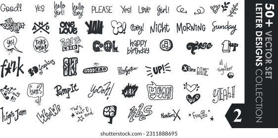 letter and graffiti designs vector set 