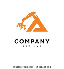 Letter A Grapple Excavator Logo Icon Vector