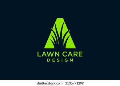 Letra A con ilustración de icono vectorial de la plantilla de logotipo de gramíneas