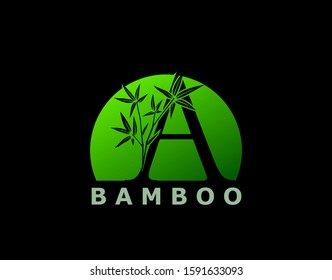 A Letter Green Bamboo Tree Logo Icon. Perfect for Hotel, Restaurant, Tour and Travel.