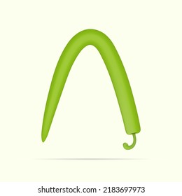 A letter green chili peppers design. Vector vegetable font for healthy and vegan design, nature template, vegetable logo and more