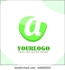 a letter green circle logo. Simple brand identity health, food, tech, eco & friendly for your business