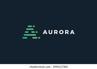Letter A green color simple and line art creative technological business logo