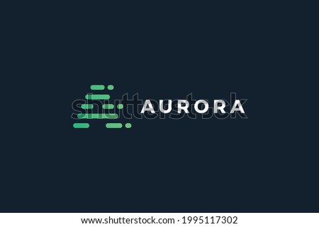 Letter A green color simple and line art creative technological business logo