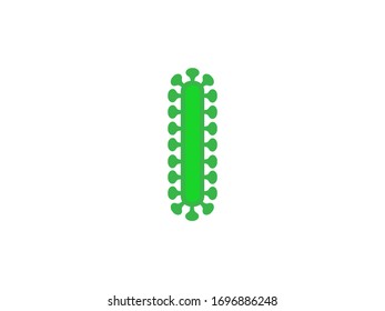I letter green coronavirus floral font covid vector design element