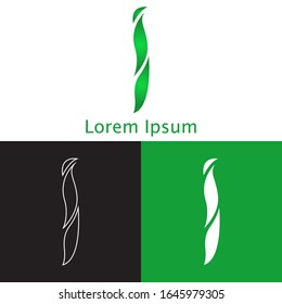 I letter green gradient logo design in three preview color background