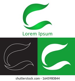 letter green gradient logo design in three preview color background