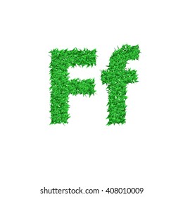 Letter of green grass alphabet on white background. Vector illustration.