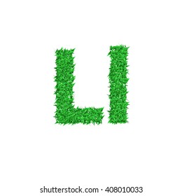 Letter of green grass alphabet on white background. Vector illustration.