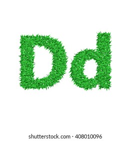 Letter of green grass alphabet on white background. Vector illustration.