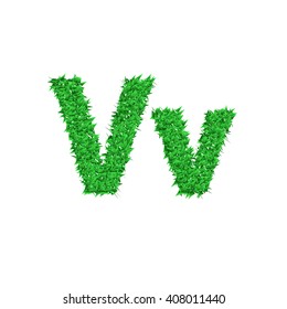 Letter of green grass alphabet on white background. Vector illustration.