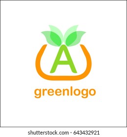 A letter green identity. Tree leaf vector logo design, eco-friendly concept.