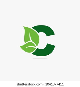 Letter green leaf logo illustration.