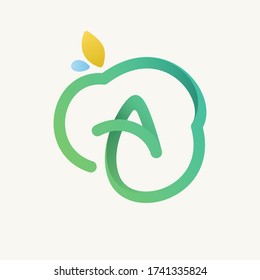 Letter A green line logo. Vector icon perfect for ecology labels, environment posters and agriculture identity, etc.
