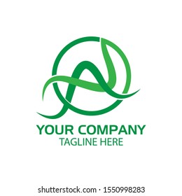 Letter A green logo template., flat design. letter A. Vector Illustration on white background