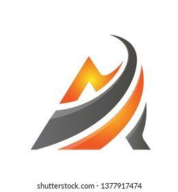 Letter A Grey Swosh Logo