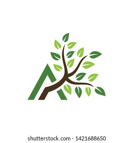 Letter A Grow With Nature Vector Logo Design