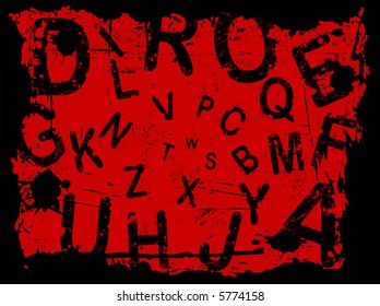 Letter Grunge Background with letters falling into the center