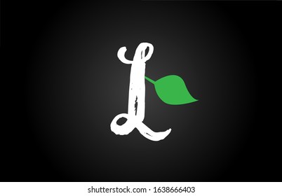 letter grunge handwritten L geen leaf alphabet letter logo icon design template for company business. Suitable for logotype
