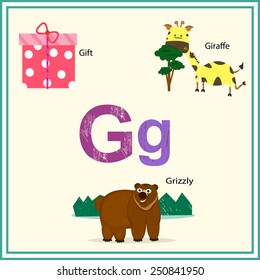 Letter in Grunge Style Texture with Vocabulary Started with G