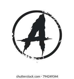 Letter A with grunge texture logo design