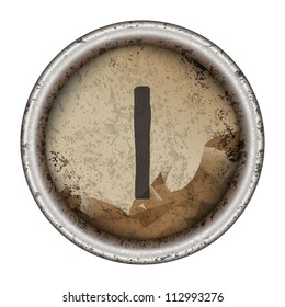 Letter I Grunge Typewriter Key