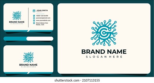 Letter GS data connection logo design with business card