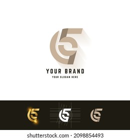 Letter GS or G5 monogram logo with grid method design