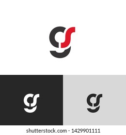 Letter gs linked lowercase logo design template elements. Red letter Isolated on black white grey background. Suitable for business, consulting group company.