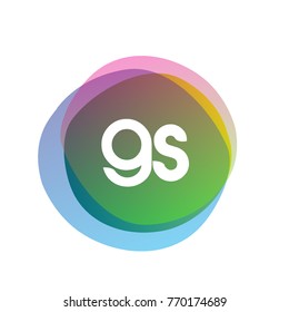 Letter GS logo with colorful splash background, letter combination logo design for creative industry, web, business and company.

