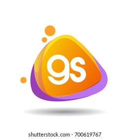 Letter GS logo in triangle splash and colorful background, letter combination logo design for creative industry, web, business and company.