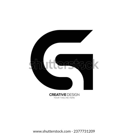 Letter Gs with modern negative space creative monogram abstract logo