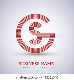 Letter GS or SG linked logo design circle G shape. Elegant red colored, symbol for your business name or company identity