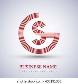 Letter GS or SG linked logo design circle G shape. Elegant red colored, symbol for your business name or company identity