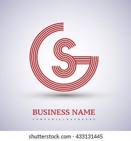 Letter GS or SG linked logo design circle G shape. Elegant red colored, symbol for your business name or company identity