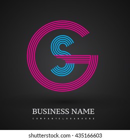 Letter GS or SG linked logo design circle G shape. Elegant red and blue colored, symbol for your business name or company identity.