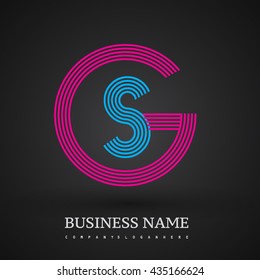 Letter GS or SG linked logo design circle G shape. Elegant red and blue colored, symbol for your business name or company identity.