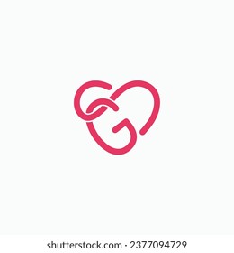 Letra GS, imagen del icono del vector del logotipo del corazón de amor de SG. Objeto aislado sobre fondo blanco