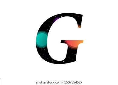 letter G,Space character for science,alphabet Space