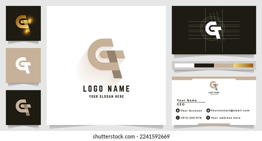 Logo de monograma de carta GT o CT con diseño de tarjeta de visita